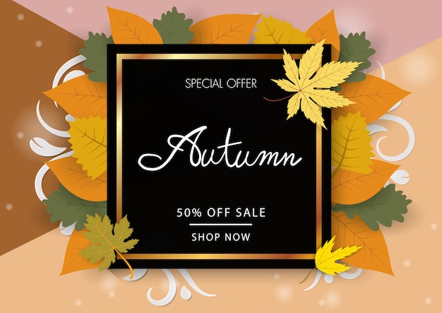 Autumn Banner with hand writing text sale