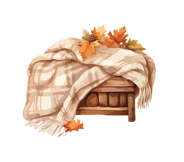 Autumn blanket clipart isolated vector illustration