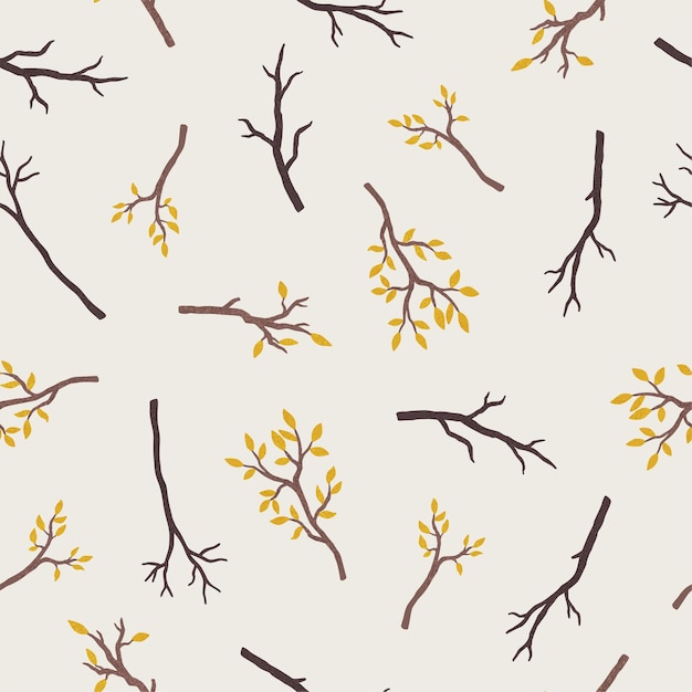 Autumn branches. Seasonal autumn seamless pattern. Vector illustration