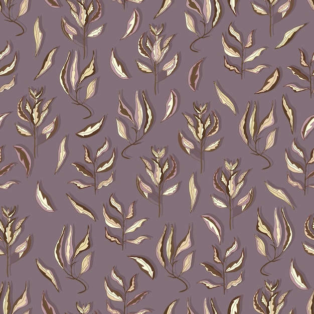 Autumn branches with leaves seasonal vector seamless pattern