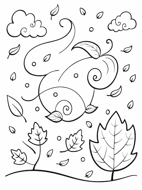 Vector autumn breeze colouring book pages for children and adults with vector design