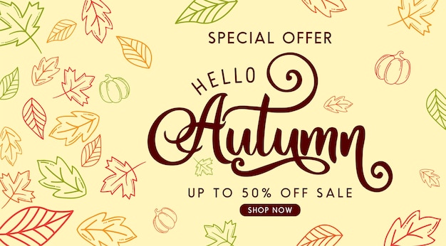 Autumn calligraphy. Seasonal lettering.web banner template