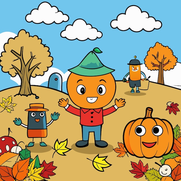 Vector autumn cartoon clip art vector illustration design