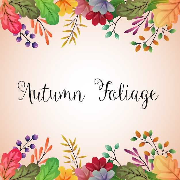 Autumn colored leaves background border illustration