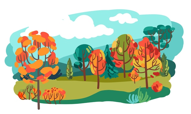 Autumn colorful trees Beautiful vector illustration