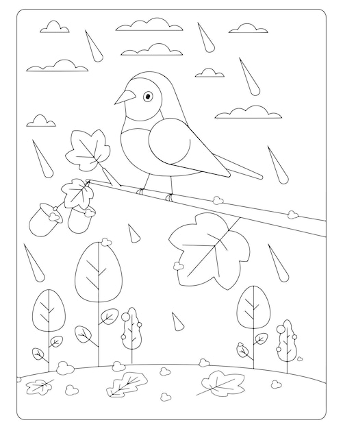 Autumn Coloring Pages For Kids Premium Vectors