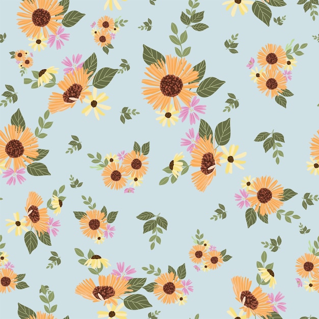 Autumn Daisy Flowers Pattern