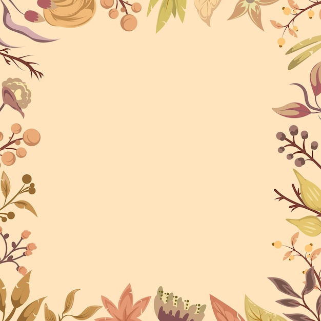 Autumn decorative background with dried floral plant element frame