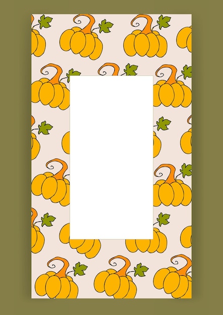 Autumn design template hand drawn pumpkins flat vector illustration