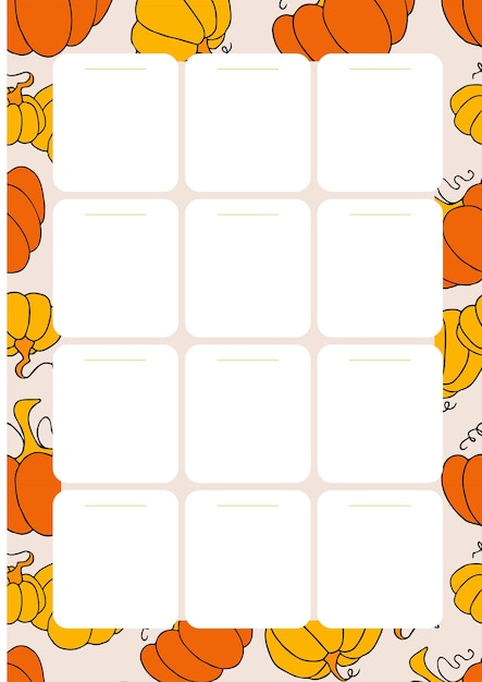 Autumn design template hand drawn pumpkins flat vector illustration