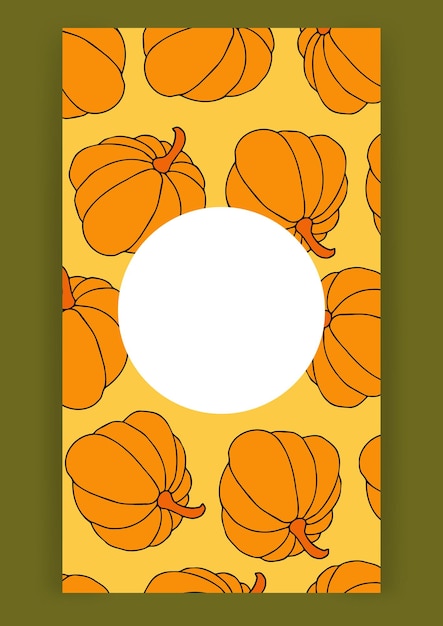 Autumn design template hand drawn pumpkins flat vector illustration