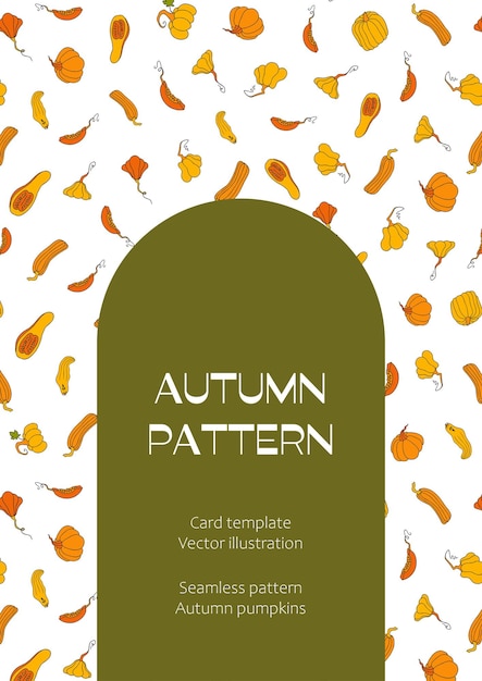 Autumn design template hand drawn pumpkins flat vector illustration