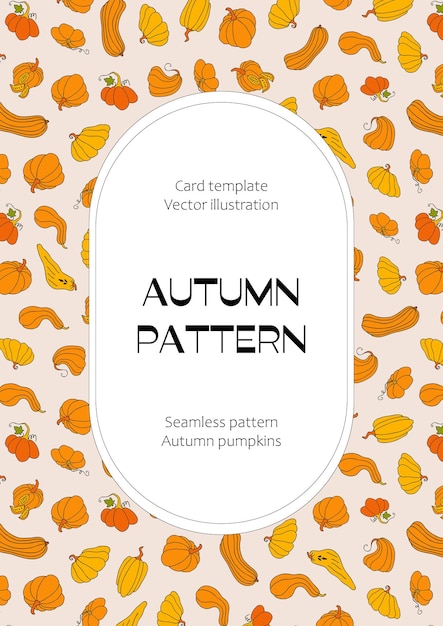 Autumn design template hand drawn pumpkins flat vector illustration