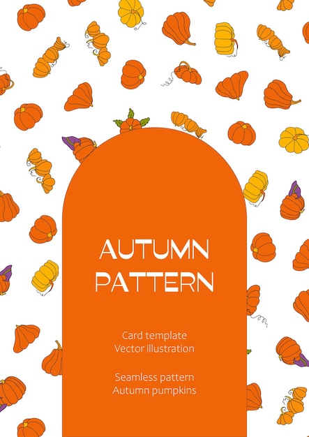 Autumn design template hand drawn pumpkins flat vector illustration