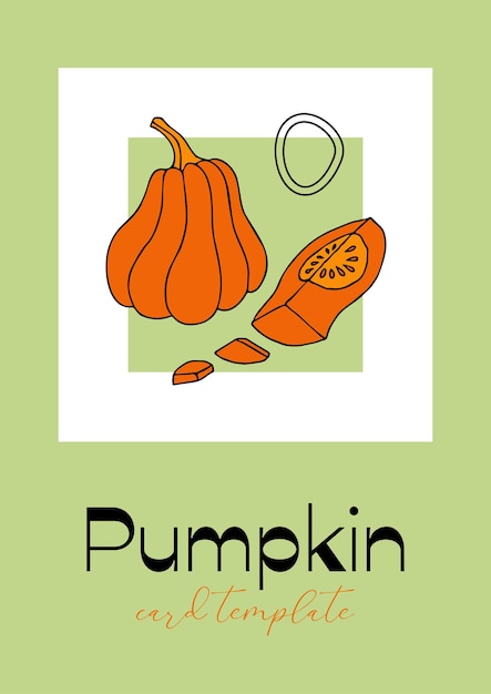 Autumn design template hand drawn pumpkins flat vector illustration