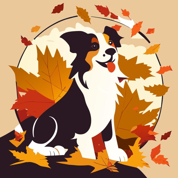 Vector autumn dog vector illustration flat 2