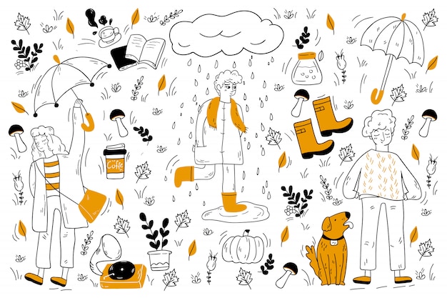 Autumn doodle set