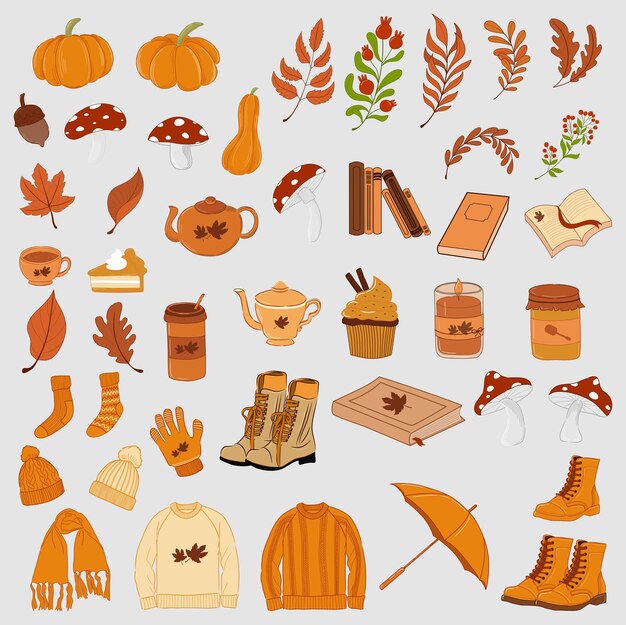 Vector autumn elements collection