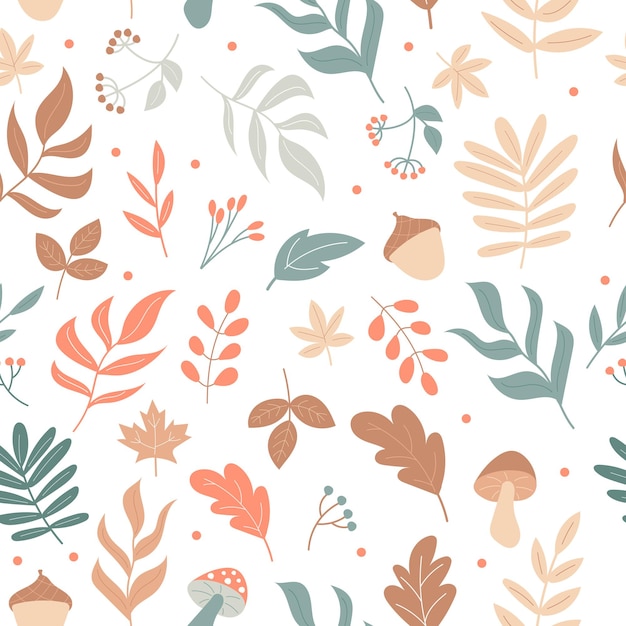 Autumn elements seamless pattern. Endless pattern for packaging