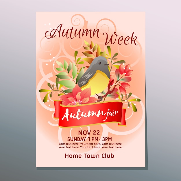 Autumn fair week poster with mockingbird