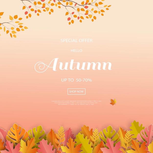 Autumn or Fall background with colorful leaves