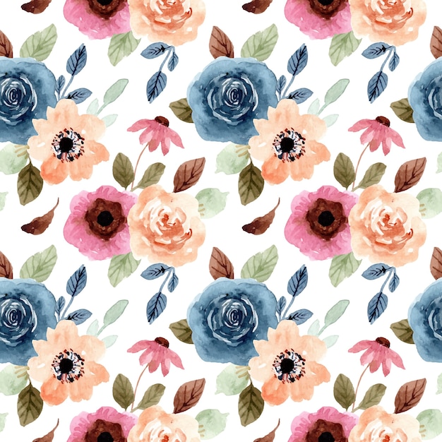 autumn fall flower watercolor seamless pattern