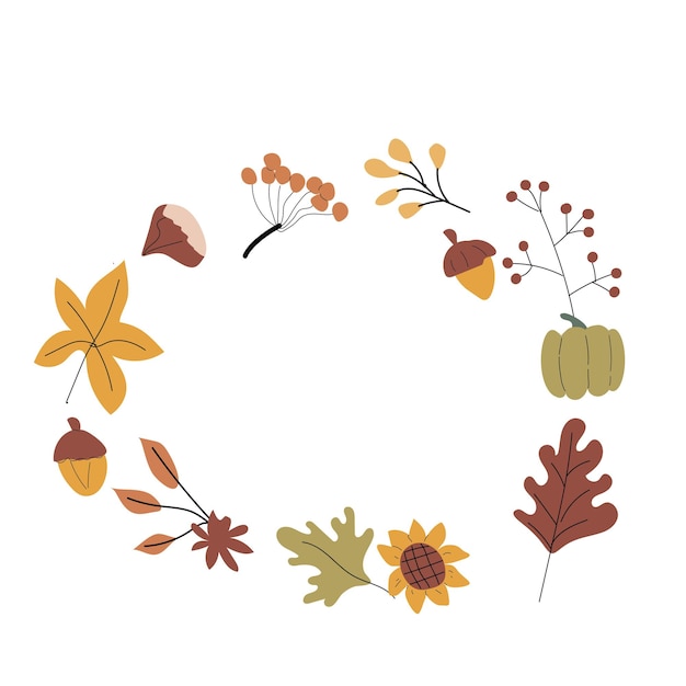 Vector autumn fall leaves frame or border for seasonal holidays harvest elements