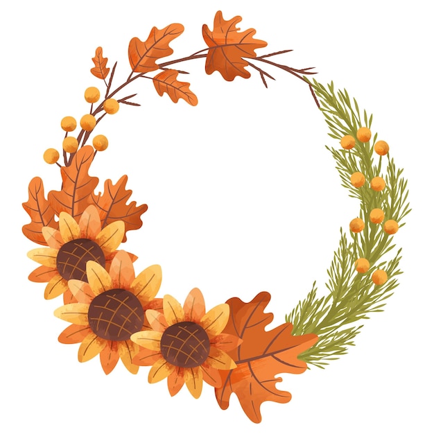 Autumn Fall Leaves Wrath Photo Frame Border Clipart Element