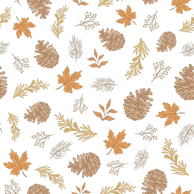 Autumn Fall Pattern Tile with Autumnal Fall Leaves and Rustic Forest Elements