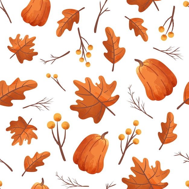 Autumn Fall Pattern Tile with Fall Leaves Pumpkin