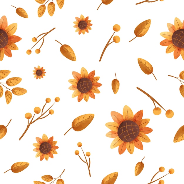 Autumn Fall Pattern Tile with Sunflower Rustic Fall Foliage