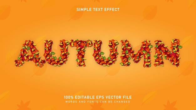 Vector autumn fall season with leaf text effect editable eps vector used for print media etc