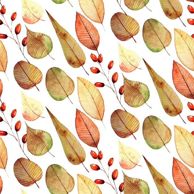 Autumn fall watercolor seamless pattern