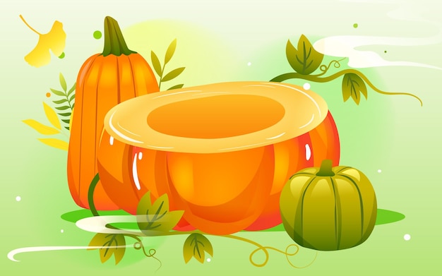 Autumn festival, harvest season, character harvest pumpkin, vector illustration