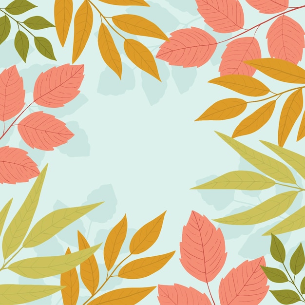 Autumn floral background with colorful tree leaves