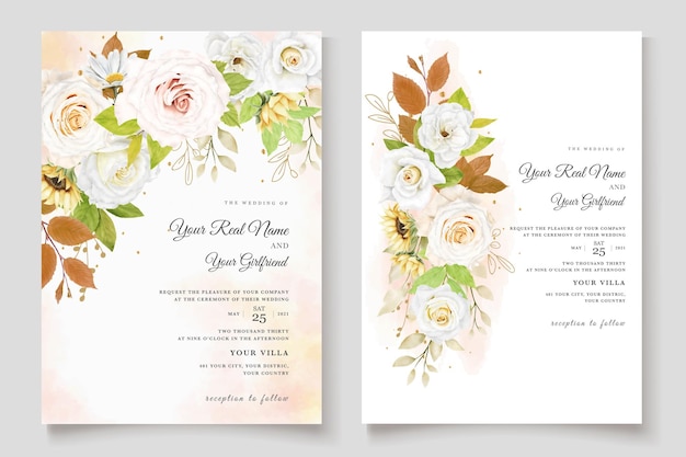 autumn floral border and wreath background design