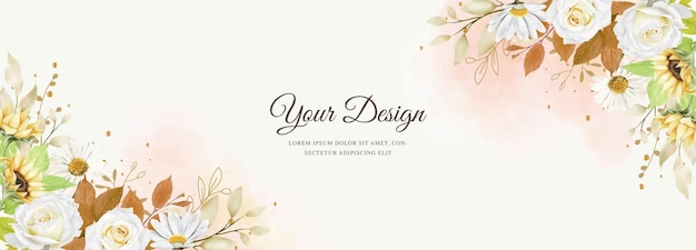 autumn floral border and wreath background design