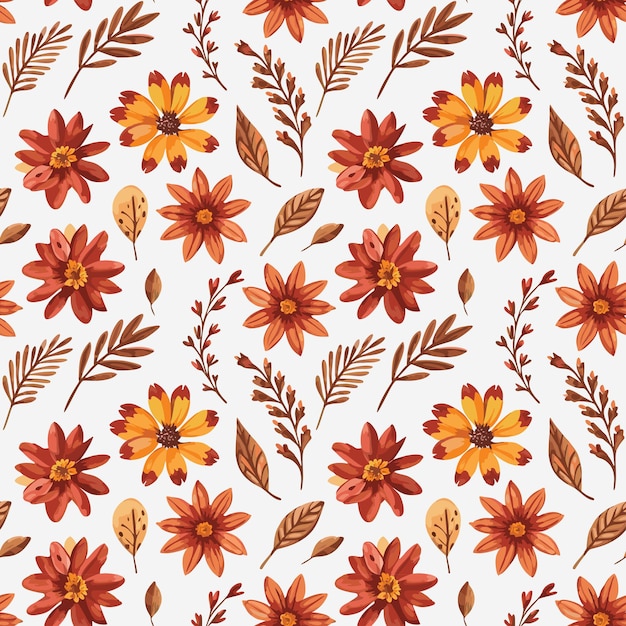 Vector autumn floral and foliage pattern