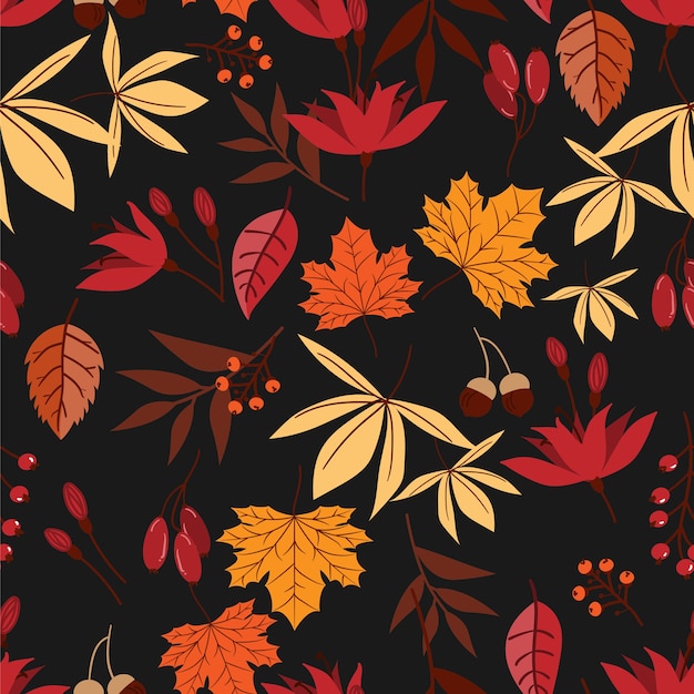 Autumn floral seamless pattern.