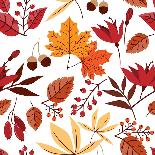 Autumn floral seamless pattern.