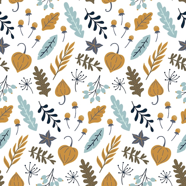 Autumn floral seamless pattern.