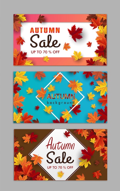 autumn foliage sale banner with maple leaf