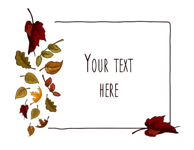 Autumn frame with colorful leaves for text and photos