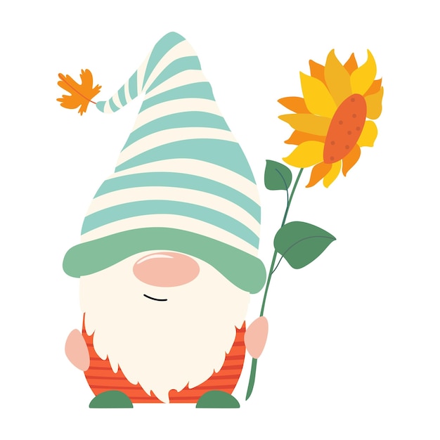 Autumn gnome flat simple vector illustration