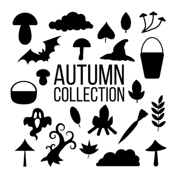 Autumn and halloween silhouettes. Vector illustration