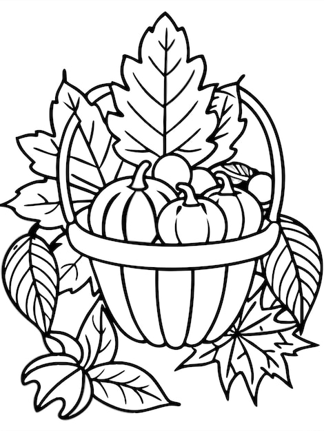 Vector autumn harvest colouring pages for children with vector design