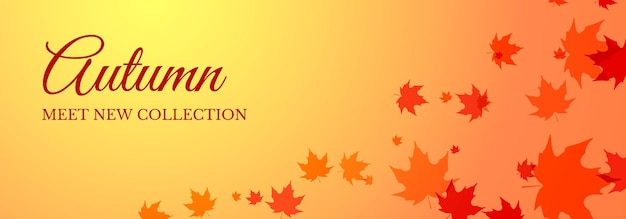 Autumn horizontal banner with maple leaves