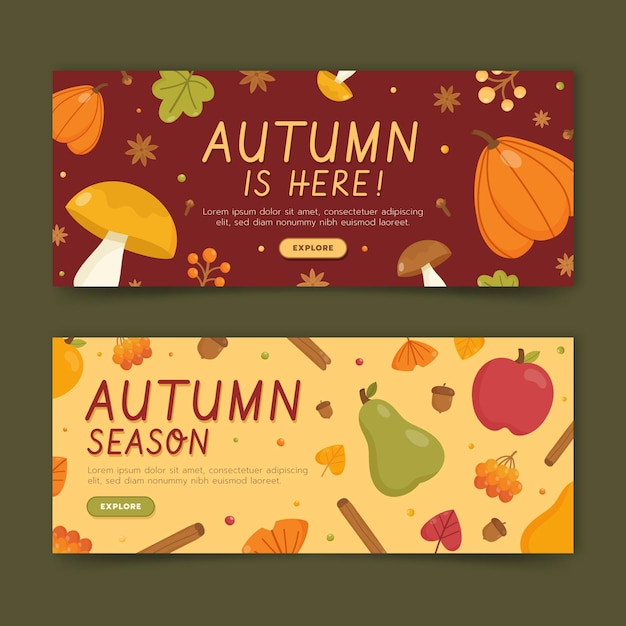 Autumn horizontal banners set