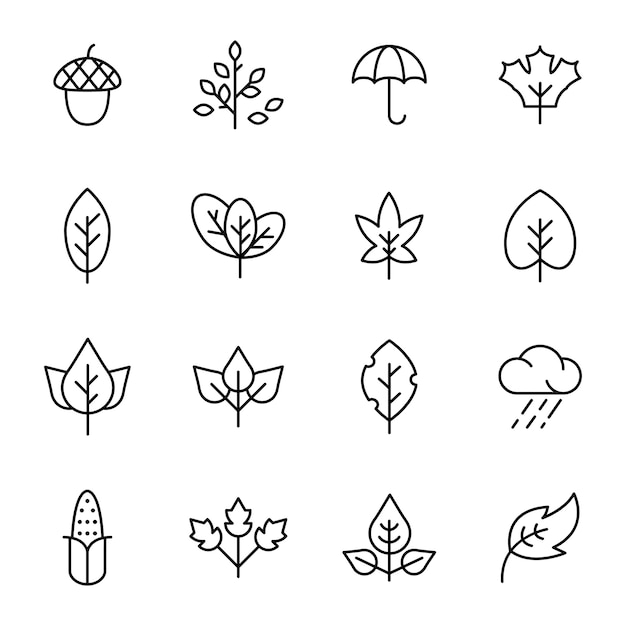 Autumn icon pack, outline icon style