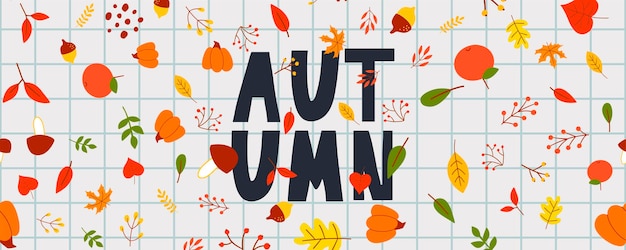 Autumn illustration banner sale vector fall lettering card